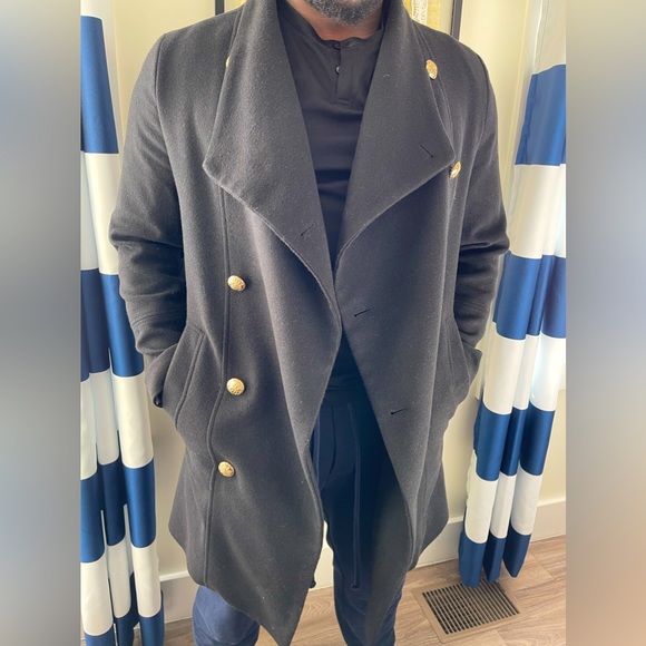 Religion Double Breasted Funnel Neck Overcoat with Pockets - Picture 3 of 7